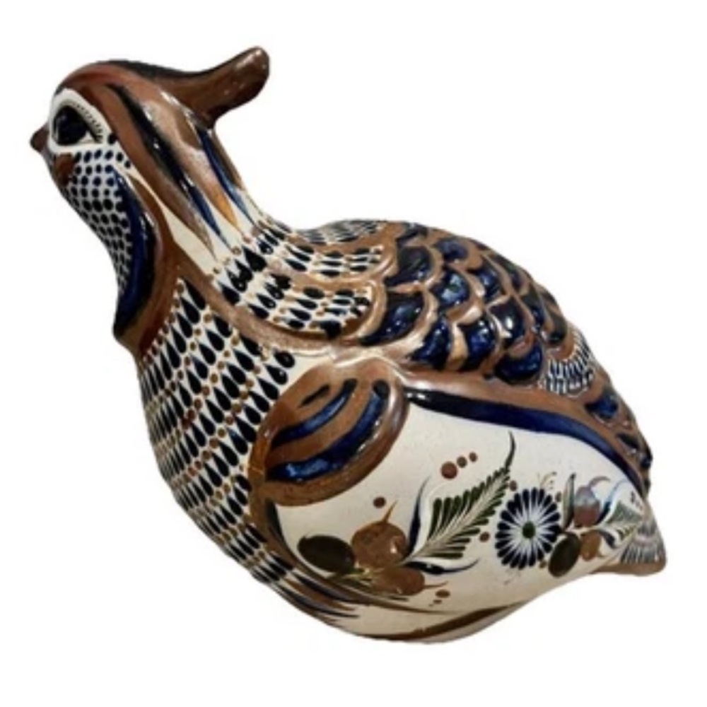 TONALA QUAIL POTTERY SIGNED SANTANA BIRD FOLK ART ARTSY DECOR MEXICAN ART - Picture 2 of 7